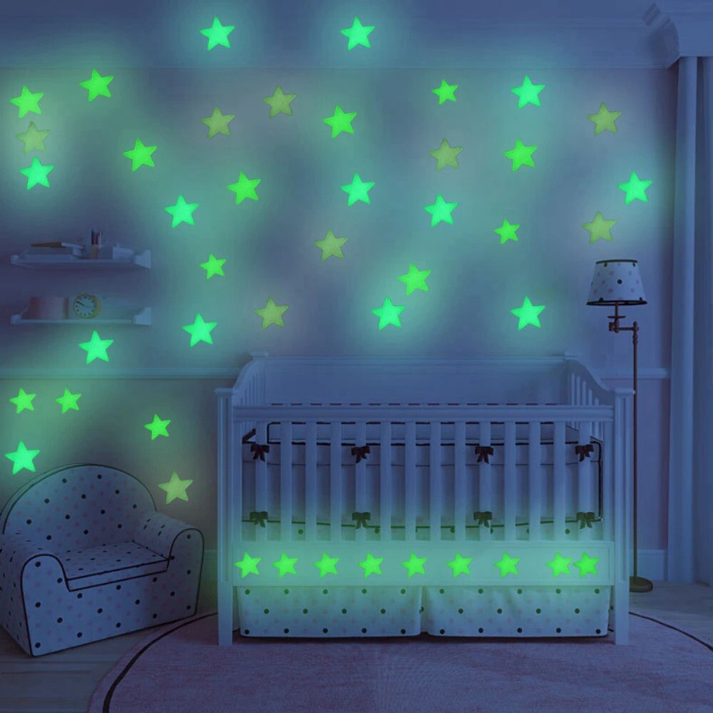 Wall,Dark,Glow,Luminous,Stars,Stickers,3d,Kids,Bedroom,Decor,Fluorescent