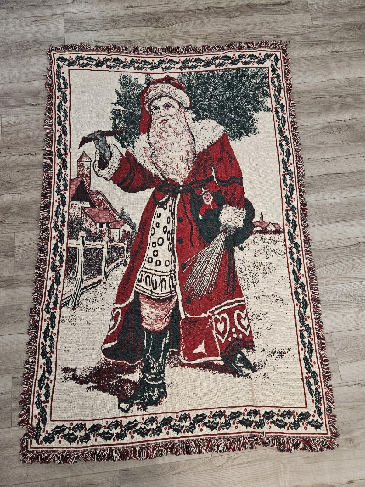 Cotton Classics By Chatham 100% Cotton Santa Throw 47″ X 67″