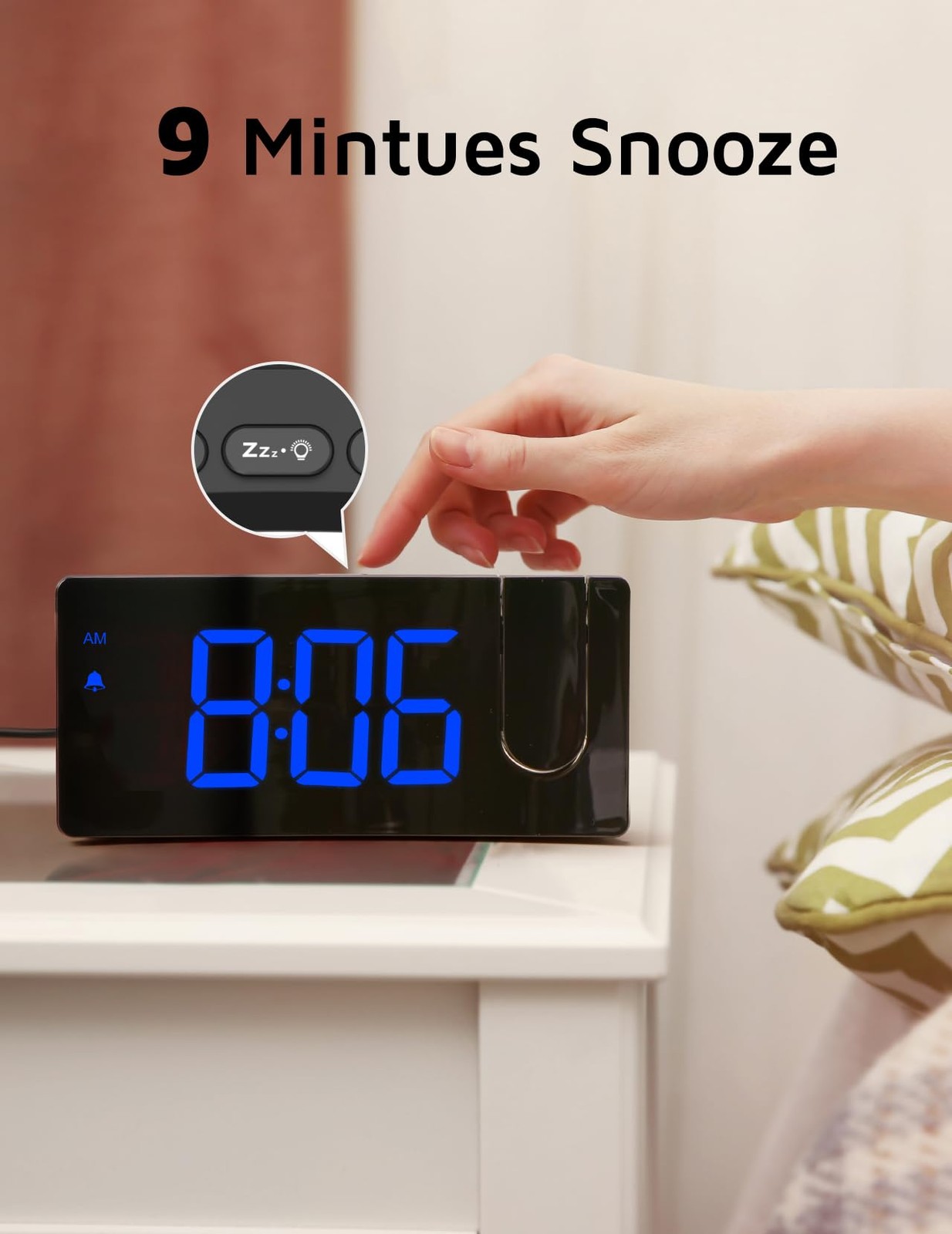 Projection Alarm Clock, Digital Clock with 180Â° Rotatable Projector