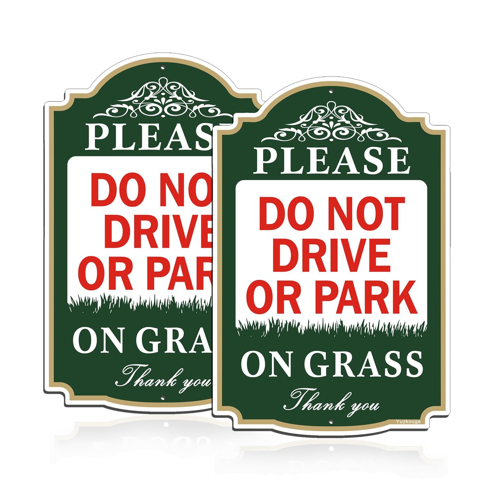 Yuzkouge Please Do Not Drive or Park On Grass Sign – 2 12 x 8 inches, Green