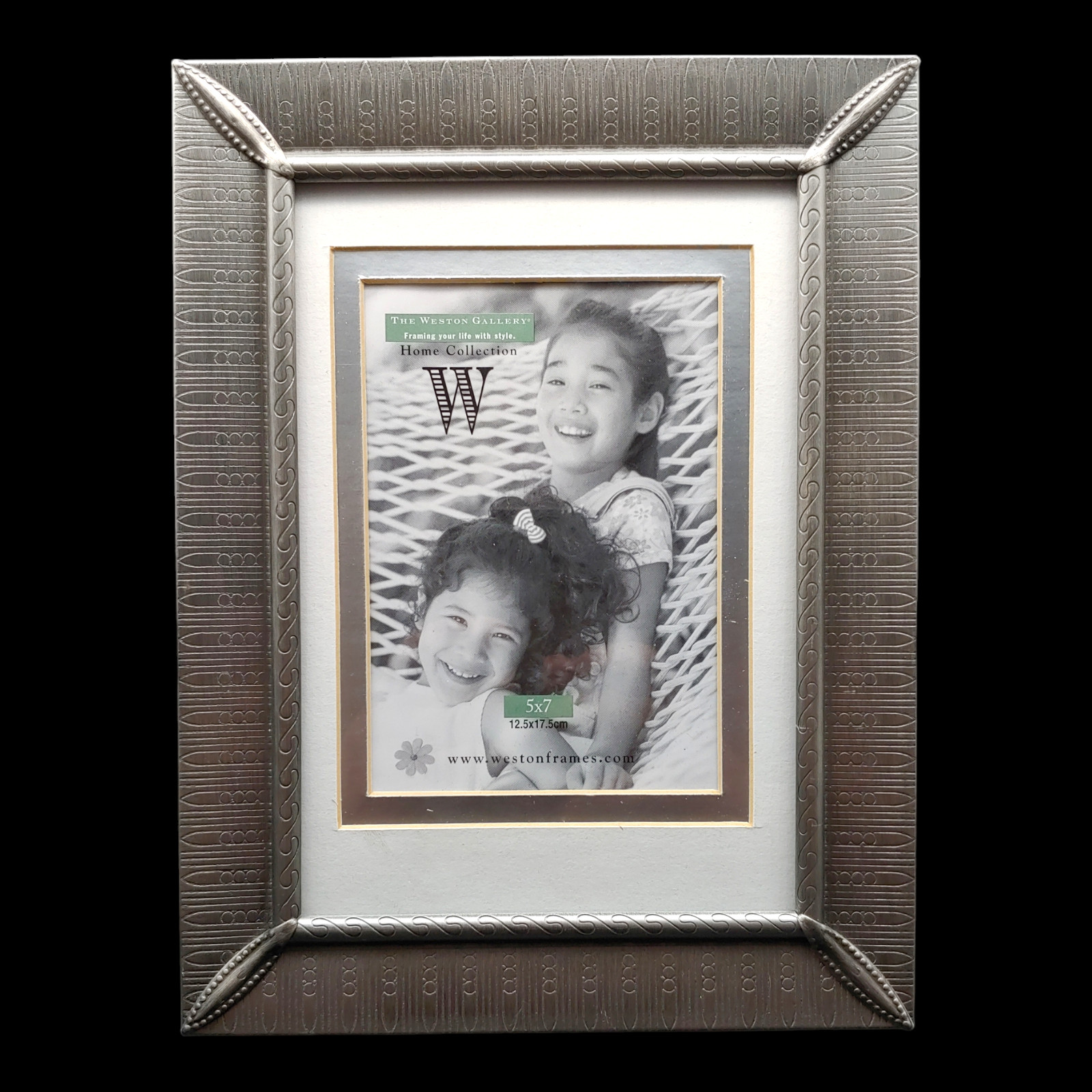 Ornate Brushed Pewter Photo Picture Frame – 3.5×5 Matte Silver Grey Etched Metal