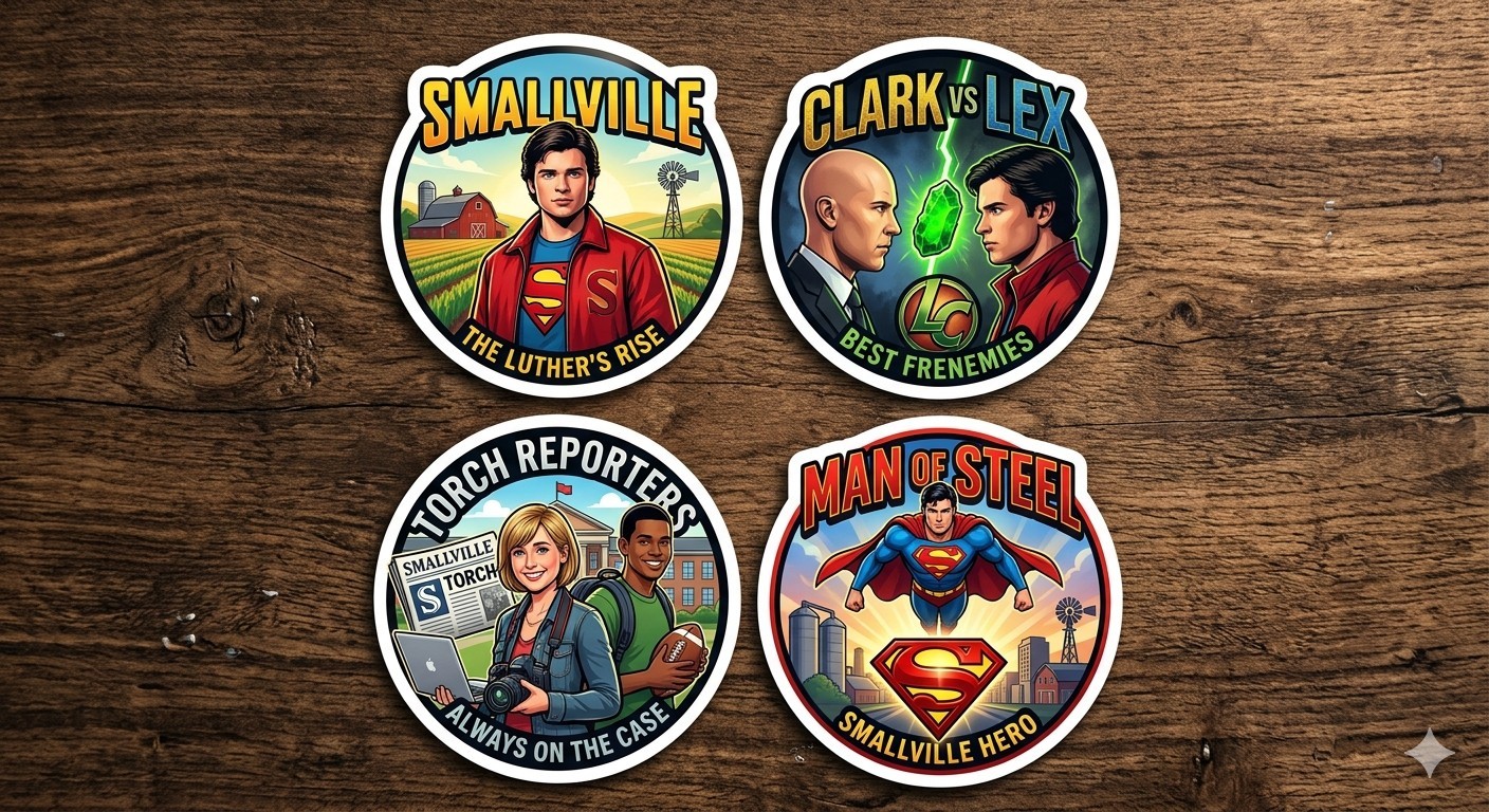 4 Pcs Smallville Decal Sticker Phone Laptop