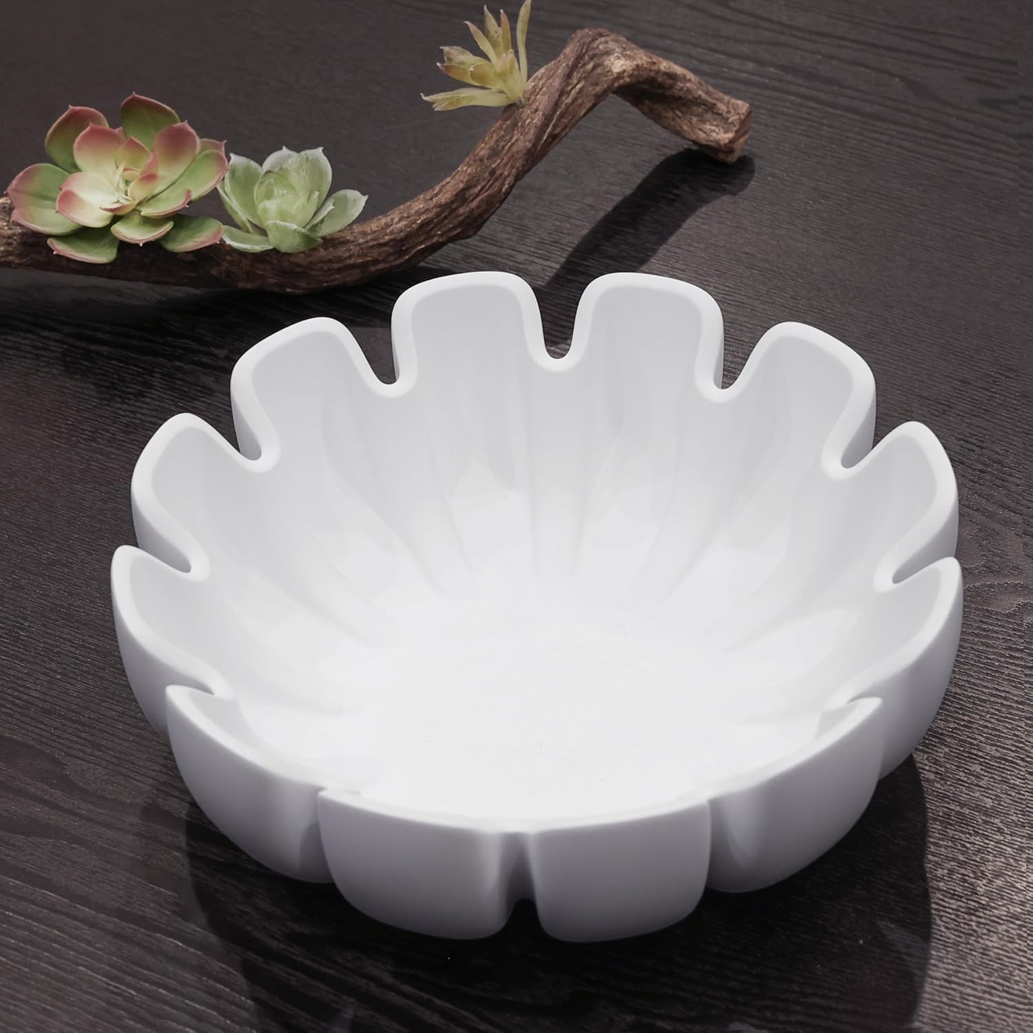 Modern 12″ Handcrafted Concrete Bowl – Elegant Centerpiece for Living Spaces