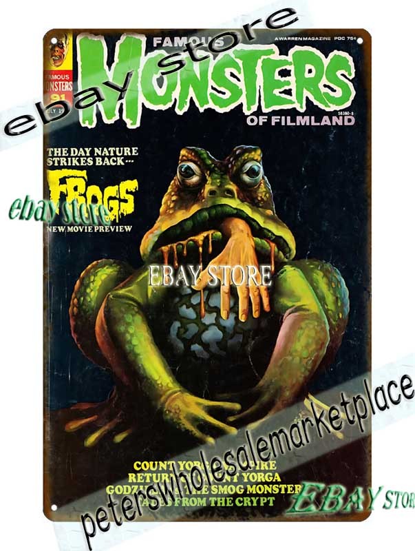Tin Sign 1972 Horror Creature Frogs Creature home kitchen