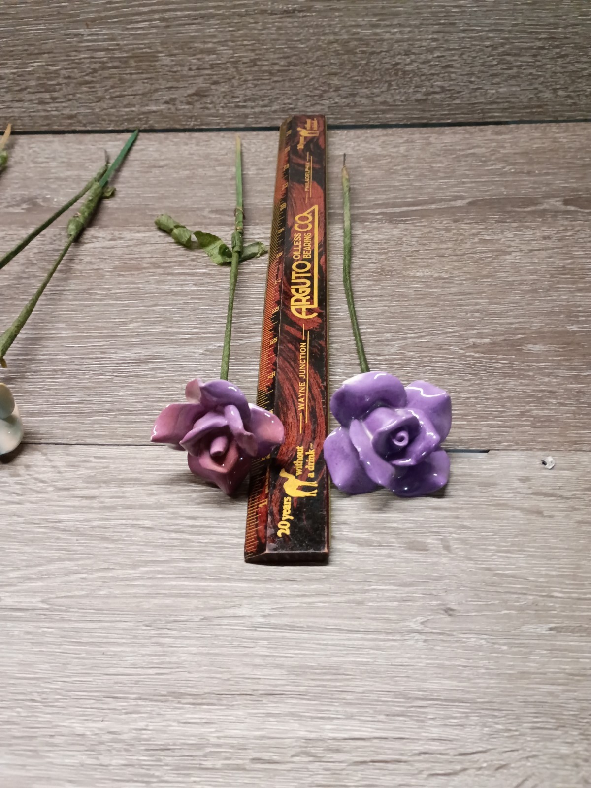 Stemmed Porcelain Flower Ceramic Decorative Floral Rose One (1) Flower