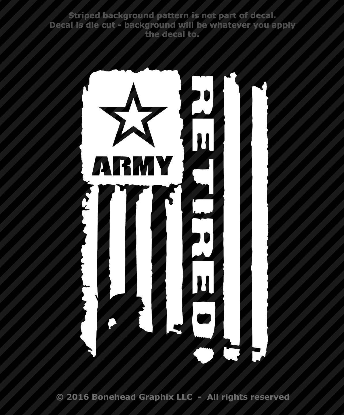 Military Retired AR Distressed Flag XS-M Vinyl Decal Combat Veteran Sticker