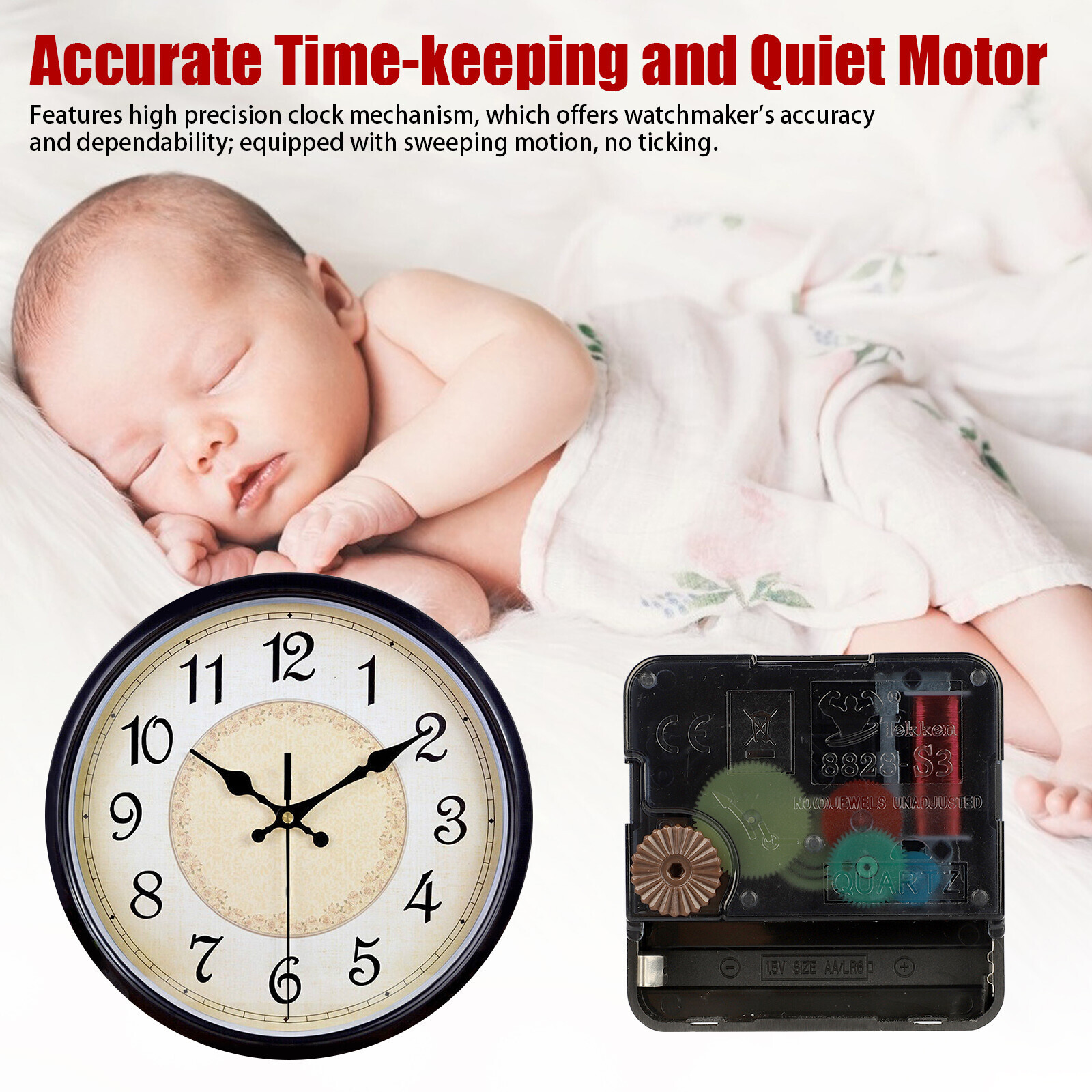 4PCS Wall Quartz Clock Movement Mechanism DIY Replacement Repair Tool Part Kit