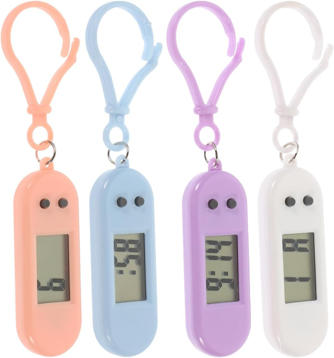 4pcs Digital Pocket Watch Keychain for Students – Mini Portable Backpack Clock w