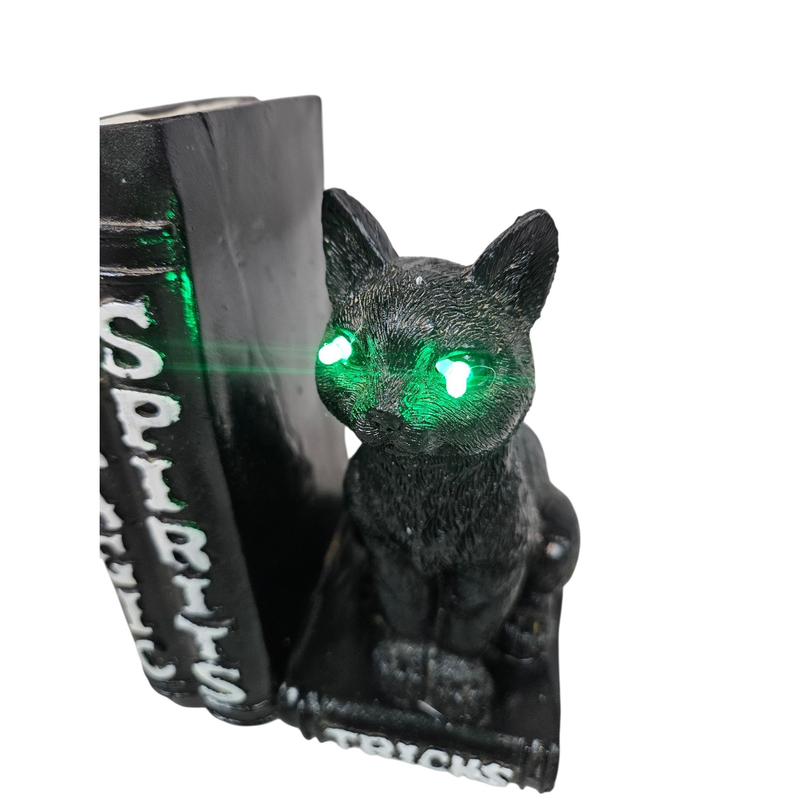 Halloween Black Cat with Light Up Green Eyes Magic Spirits Tricks Decor