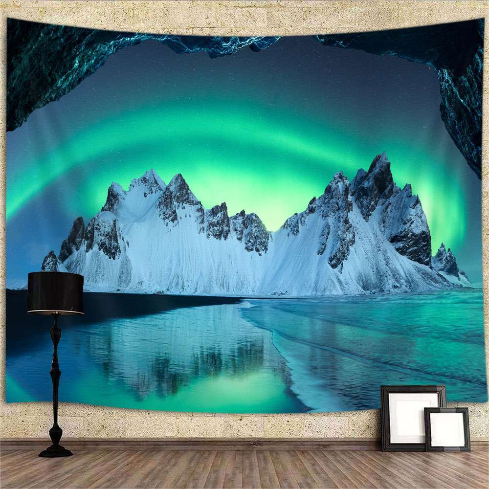 Aurora Iceberg Cave Extra Large Tapestry Wall Hanging Poster Nature Background