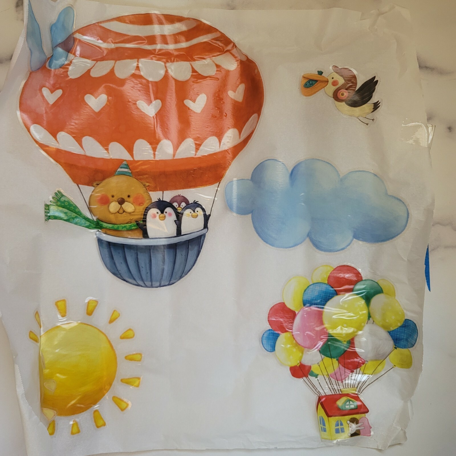 Nursery Wall Art Stickers Hot Air Balloon Unisex Baby Animals repurpose