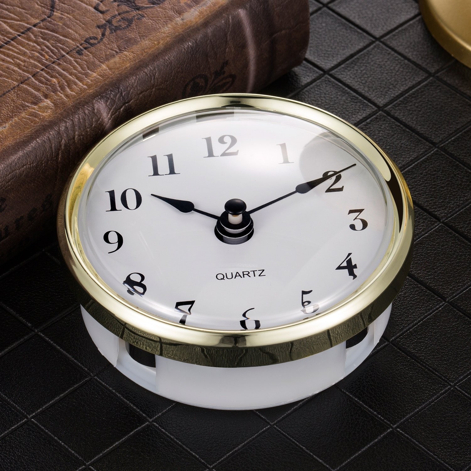 Hicarer 3-1/8 Inch (80 mm) Quartz Clock Insert Fit-up/Insert Small, Gold Trim