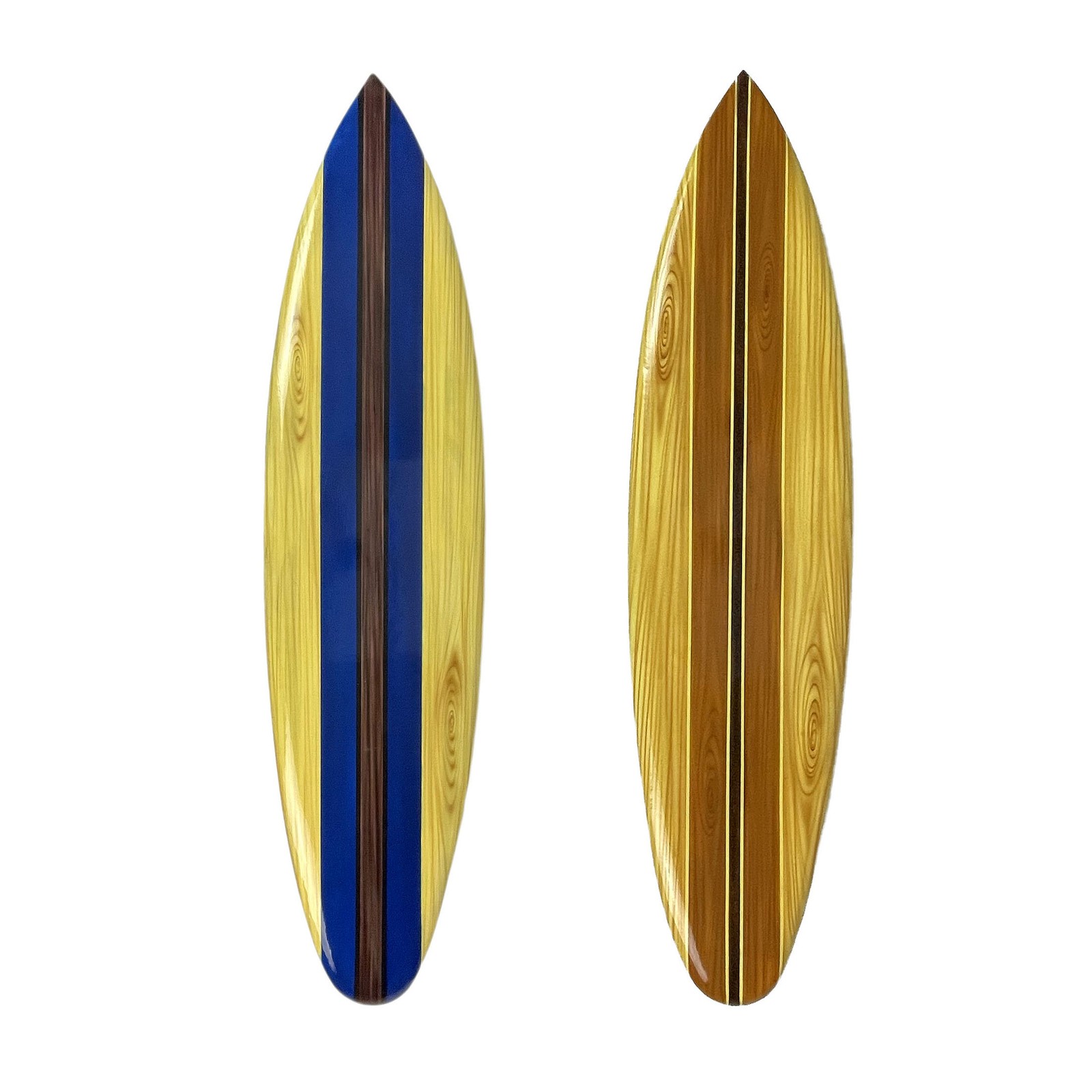 Zeckos Set of 2 Wooden Striped Surfboard Wall Hangings 39 Inches Long