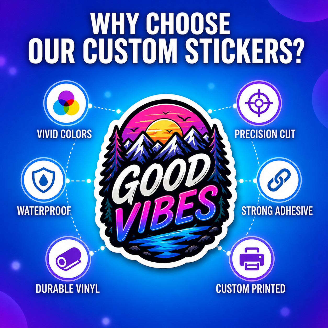 Custom Vinyl Stickers Die Cut Logo Waterproof Gloss Labels Decals Full Color