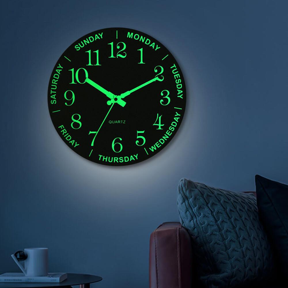 Large Luminous 3D Wall Clock New Glow In The Dark Quartz Home Decor Night Clock