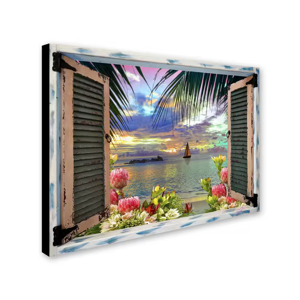35 In. X 47 In. “Tropical Window to Paradise III” by Leo Kelly Printed Canvas Wa