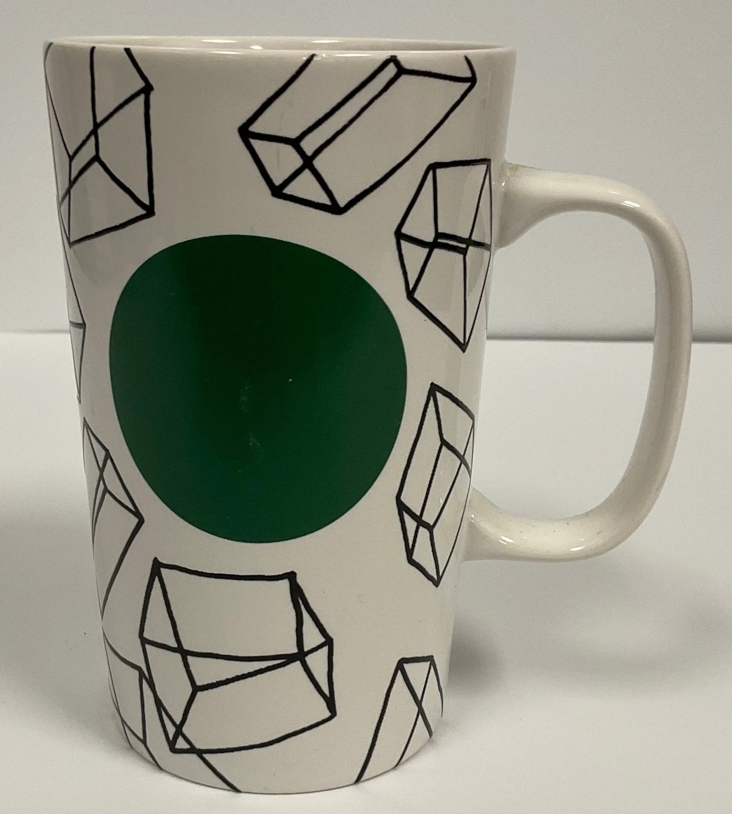 Starbucks Vintage 2014 Green Dot Collection Ceramic Coffee Mug Geometric Cubes