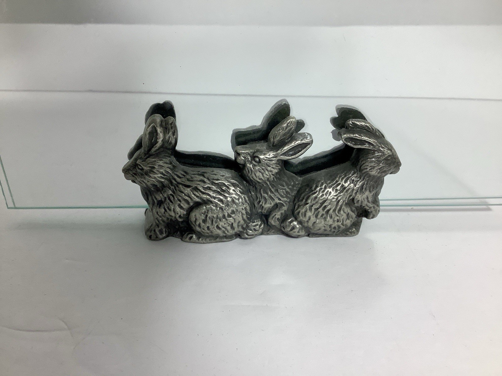 5×7 Picture Frames Pewter Bunnies Base Display Both Sides Burnes of Boston 1998