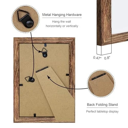 4×6 Picture Frame Set of 4, 4 x 6 Wood Photo Frames with 4×6-4Pack Rustic Brown
