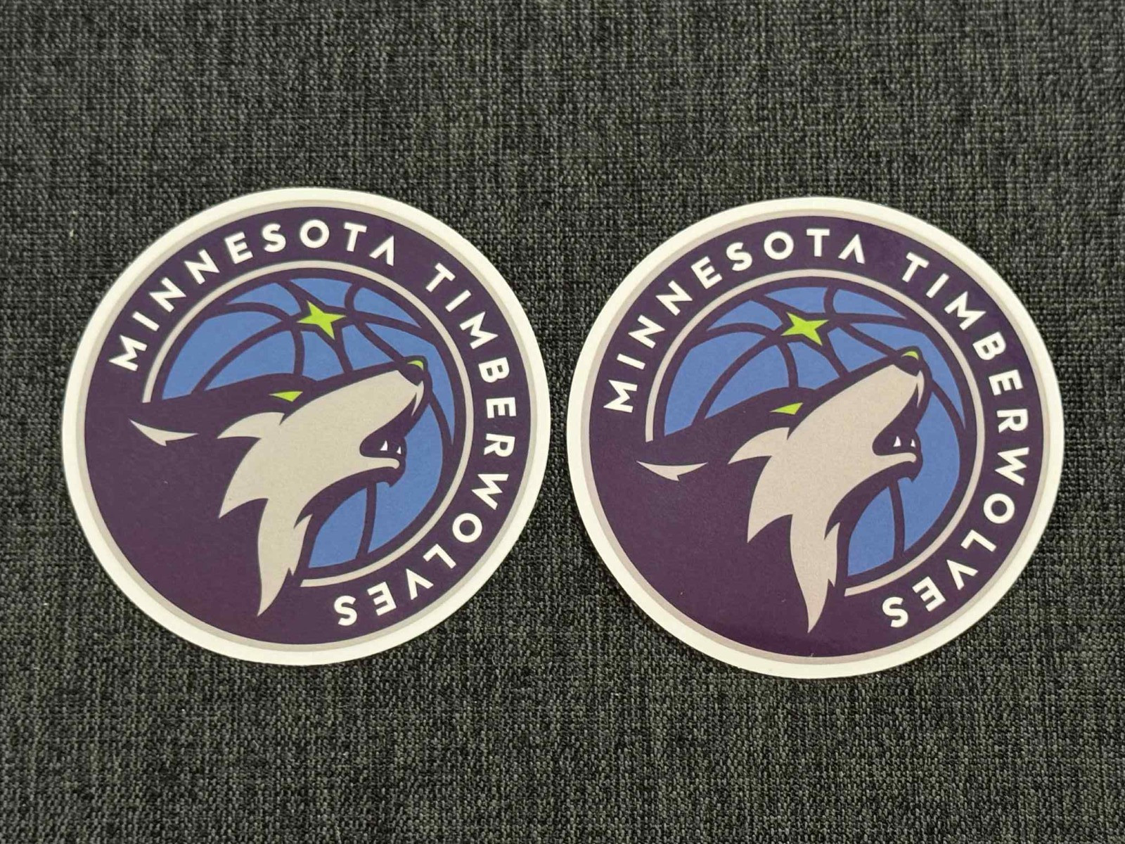 Lot (2) MINNESOTA TIMBERWOLVES 2 1/2″ x 2 1/2″ Team Logo STICKERS Fast! FREE!