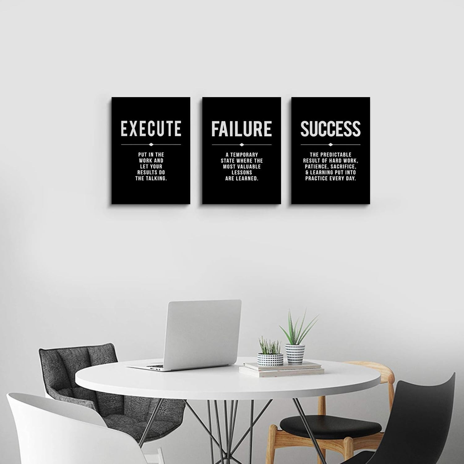 Durable Water-Resistant Canvas Wall Art – Motivation Print Set for Office