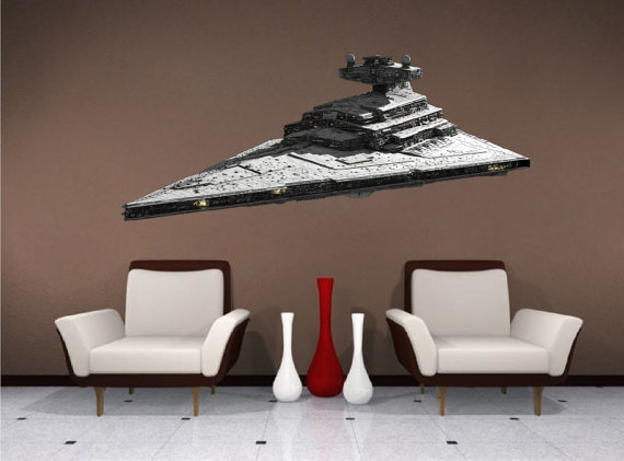Star Fighter Destroyer Removable Wall Decal Mural for Nursery or Teens a85