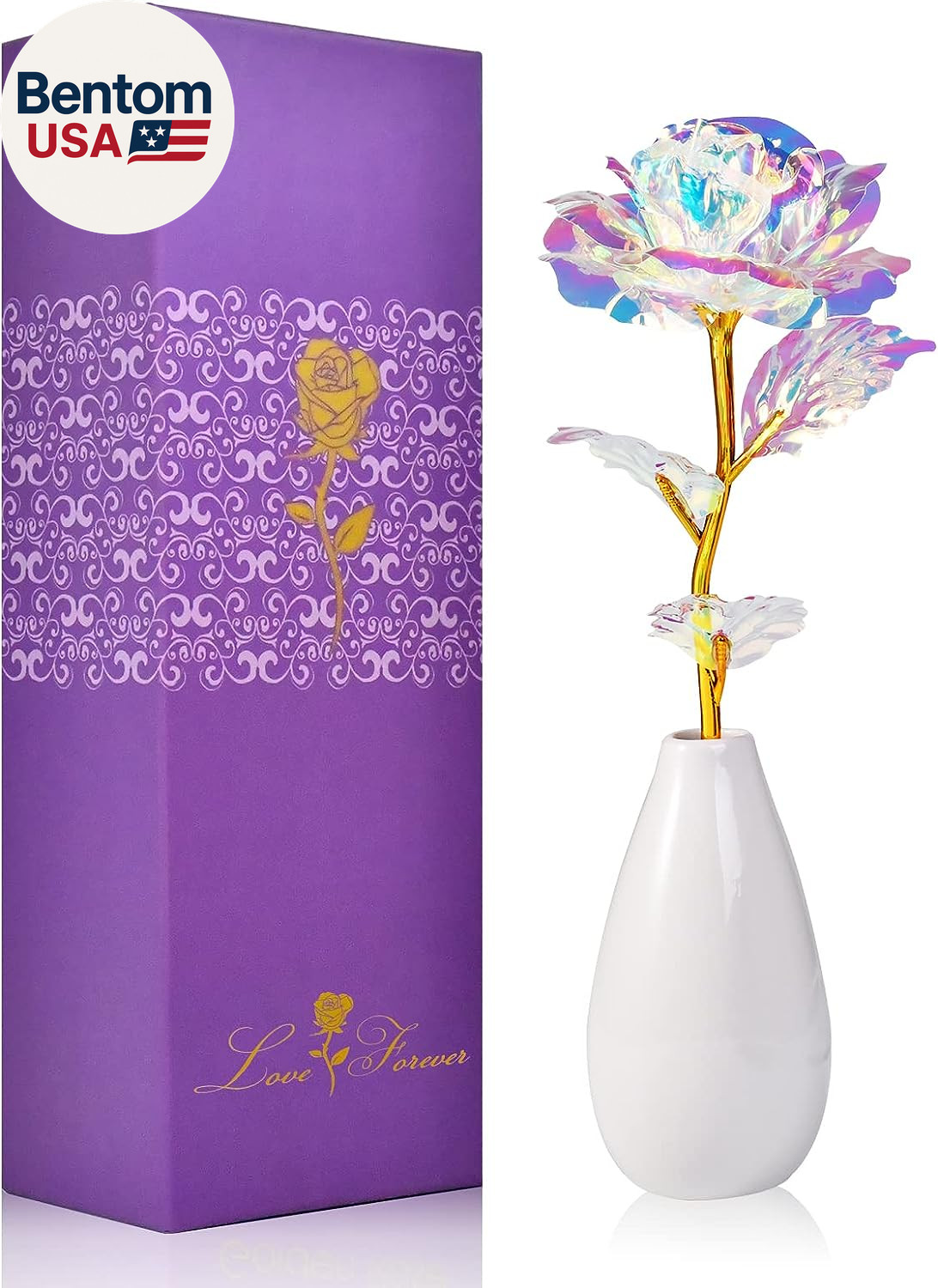 Mothers Day Mom Gifts for Women Grandma – Artificial Rose Flowers with Vase Birt