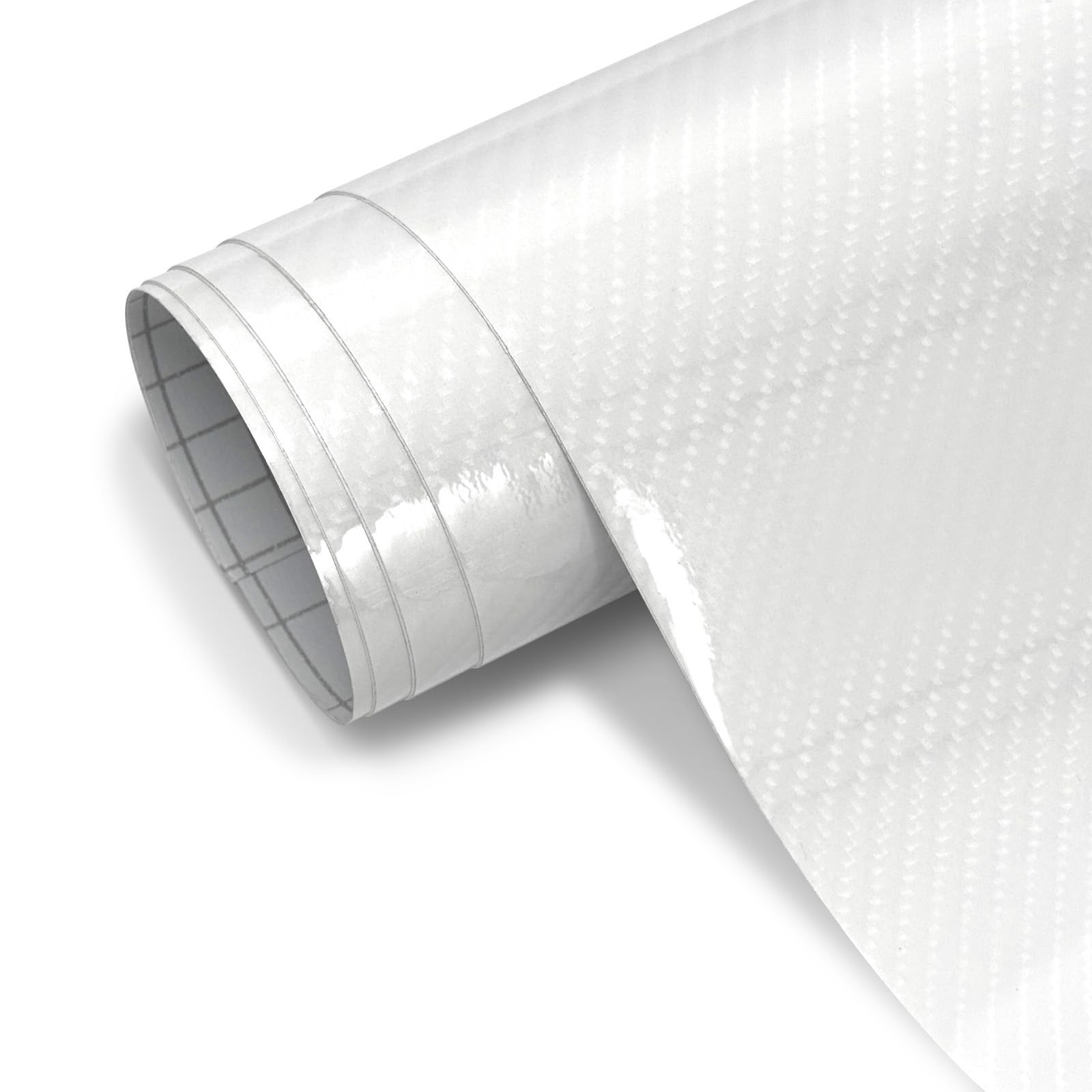 White Carbon Fiber Vinyl Wrap for Cars, 6D High Gloss Car Wrap Vinyl Roll wit…