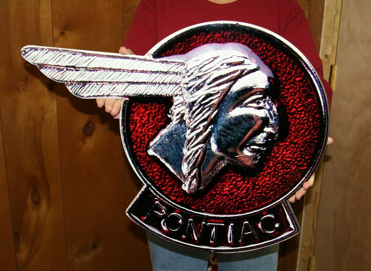 Pontiac Chief Head Vintage Emblem Steel Sign