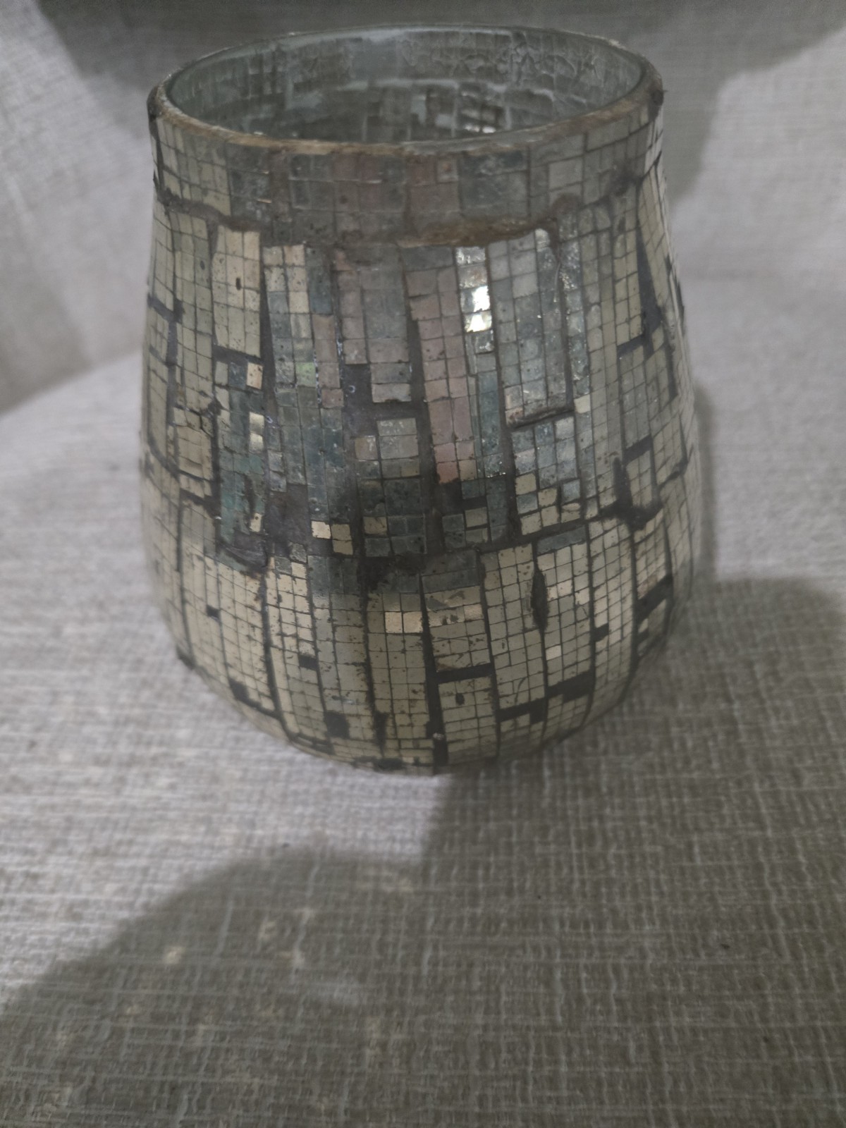 Anthropologie Terrain Decorative Mirror Mosaic Glass Candle Holder Or Vase