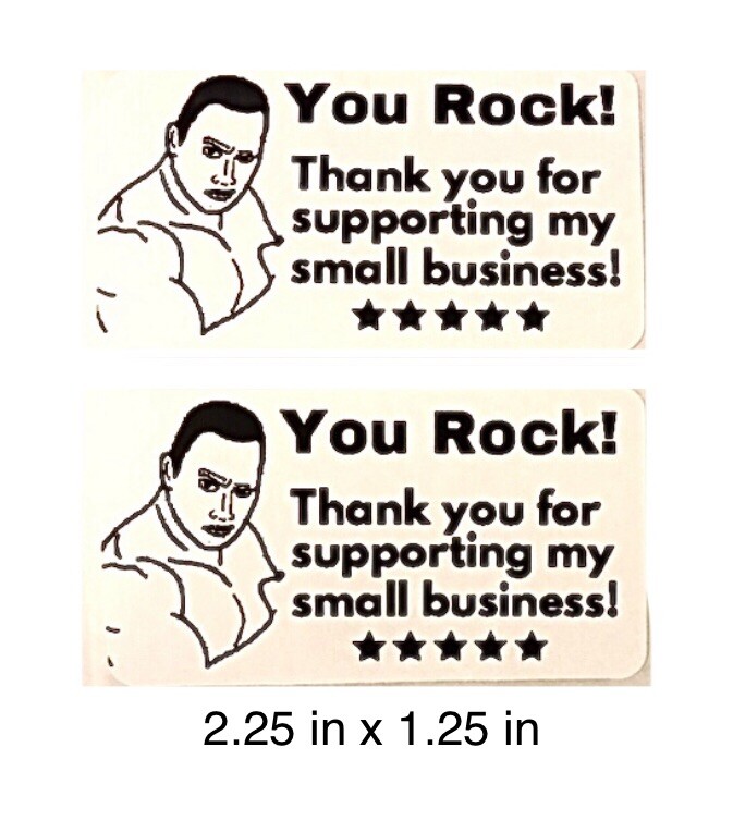50pc Dwayne The Rock Johnson Thank You Stickers You Rock Small Business Mailers