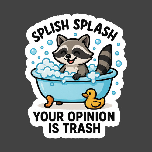 Raccoon Sticker Vinyl Decal Splish Splash Opinion Trash Funny Meme