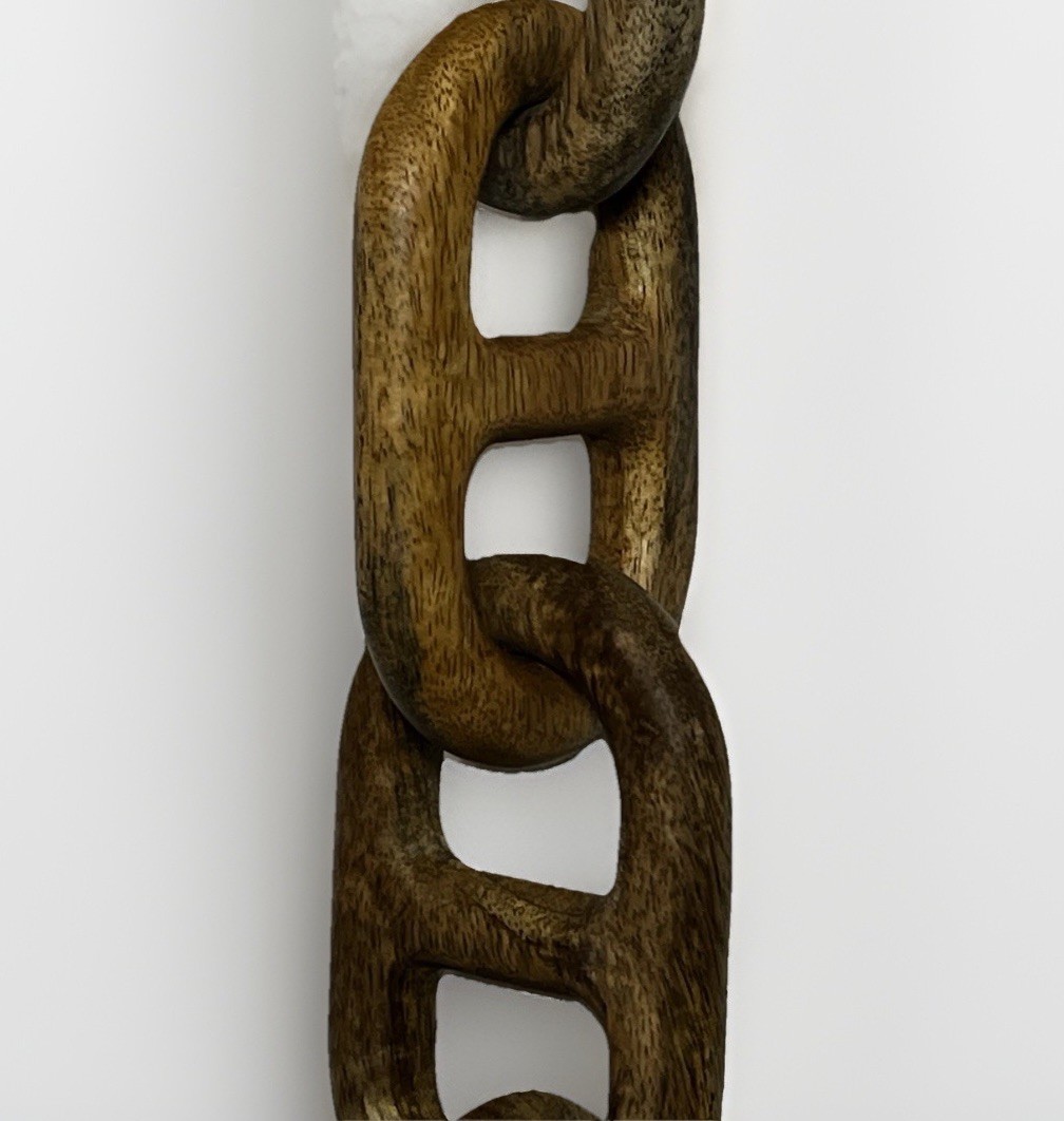 Hand Carved Hand Whittled Mariner 18 Inch Hard Wood Chain From One Solid Piece