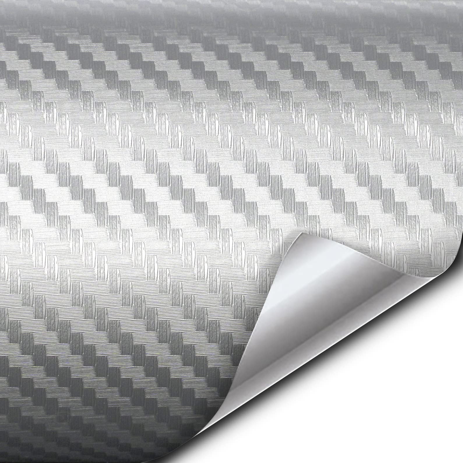 VVIVID XPO Sterling Silver 3D Carbon Fiber 5 Feet x 1 Foot Vinyl Wrap Roll wi…
