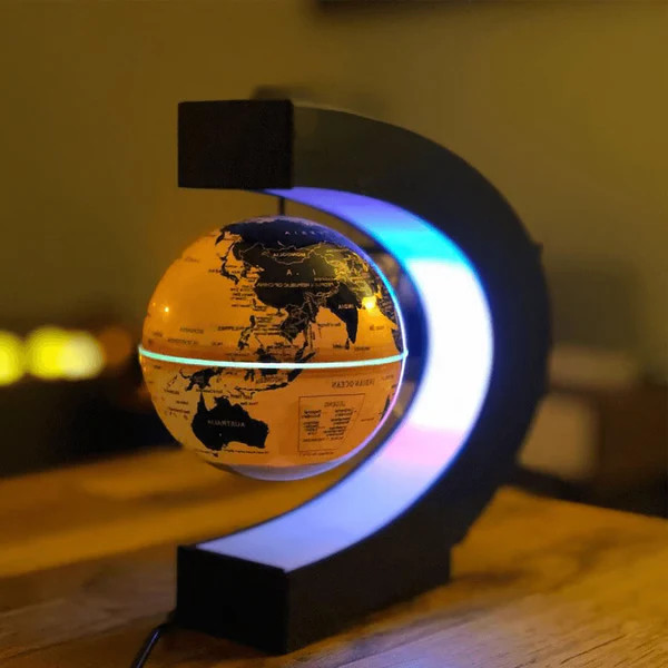 Magnetic Levitation Floating World Map Globe with C Shape Base, Floating Glob…