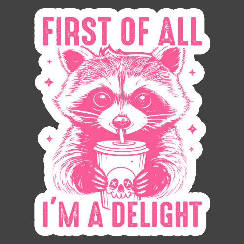 Raccoon Sticker Vinyl Decal First Of All Im A Delight Funny Cute Animal