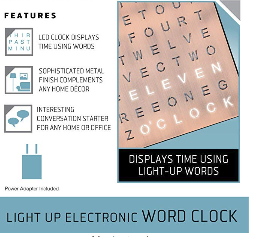 FANTASTIC LED WORD CLOCK WITH COPPER FINISH