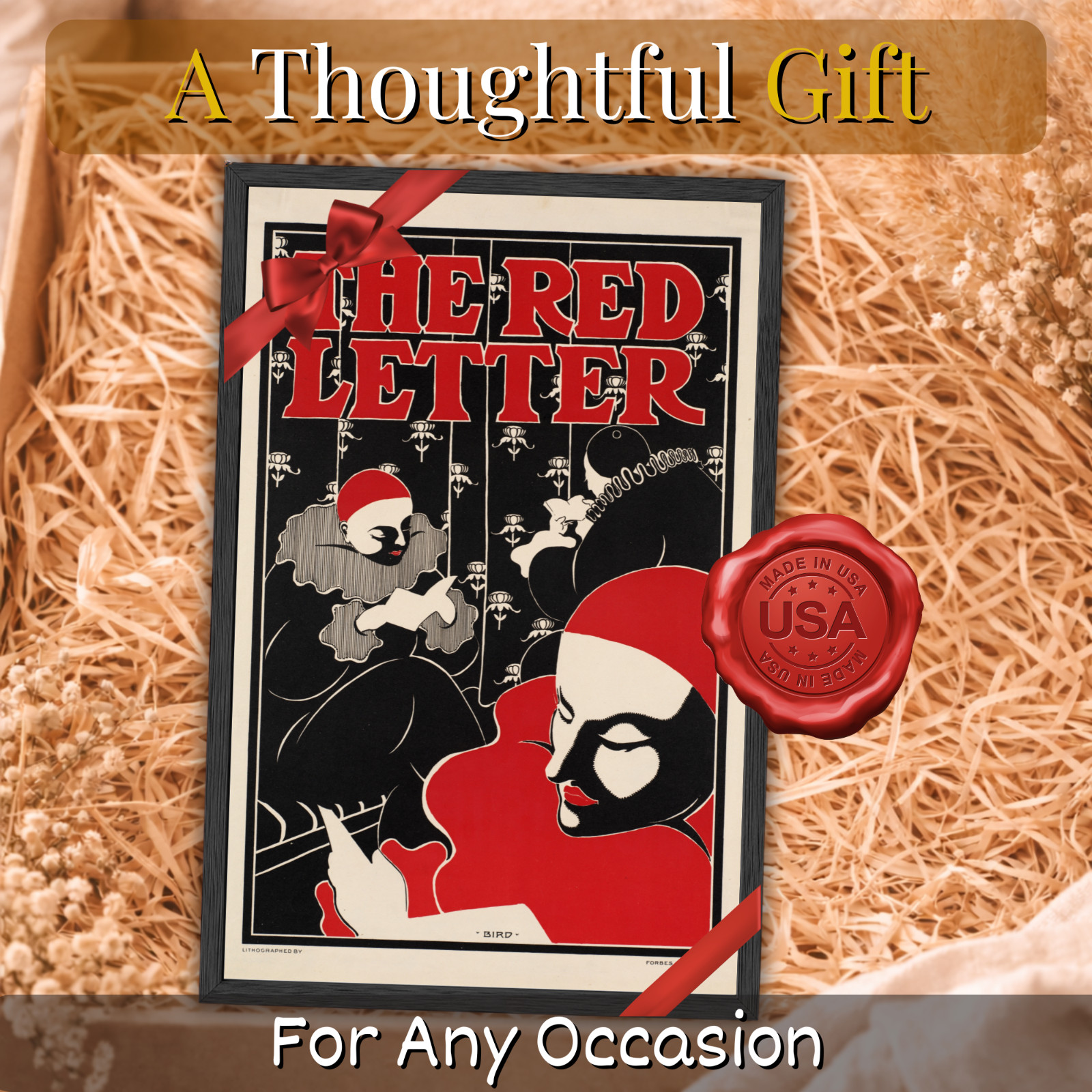 Art Deco Wall Art Framed 11×17 The Red Letter Vintage Poster Print Decor Gift