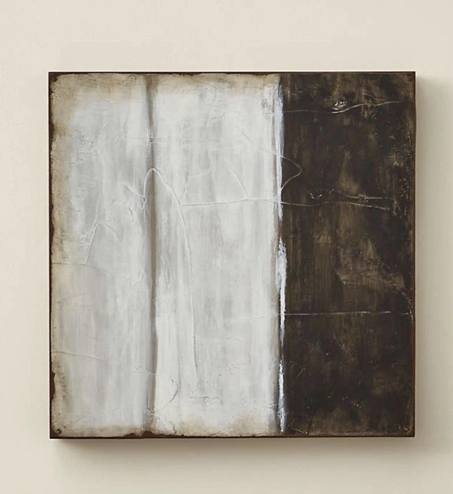 Set 3 Crate CB2 20×20” Modern Haze Black White Han Paint Reclaim Wood Art Panels