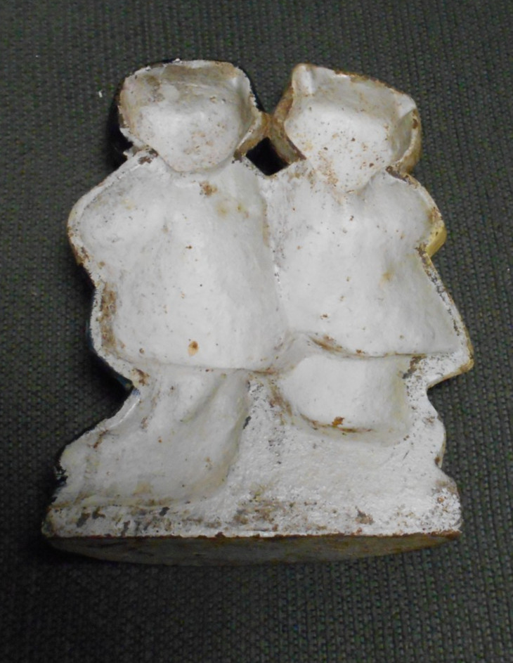 Antique Iron Cat Couple / Twins Painted Doorstop Multicolor 7.5”