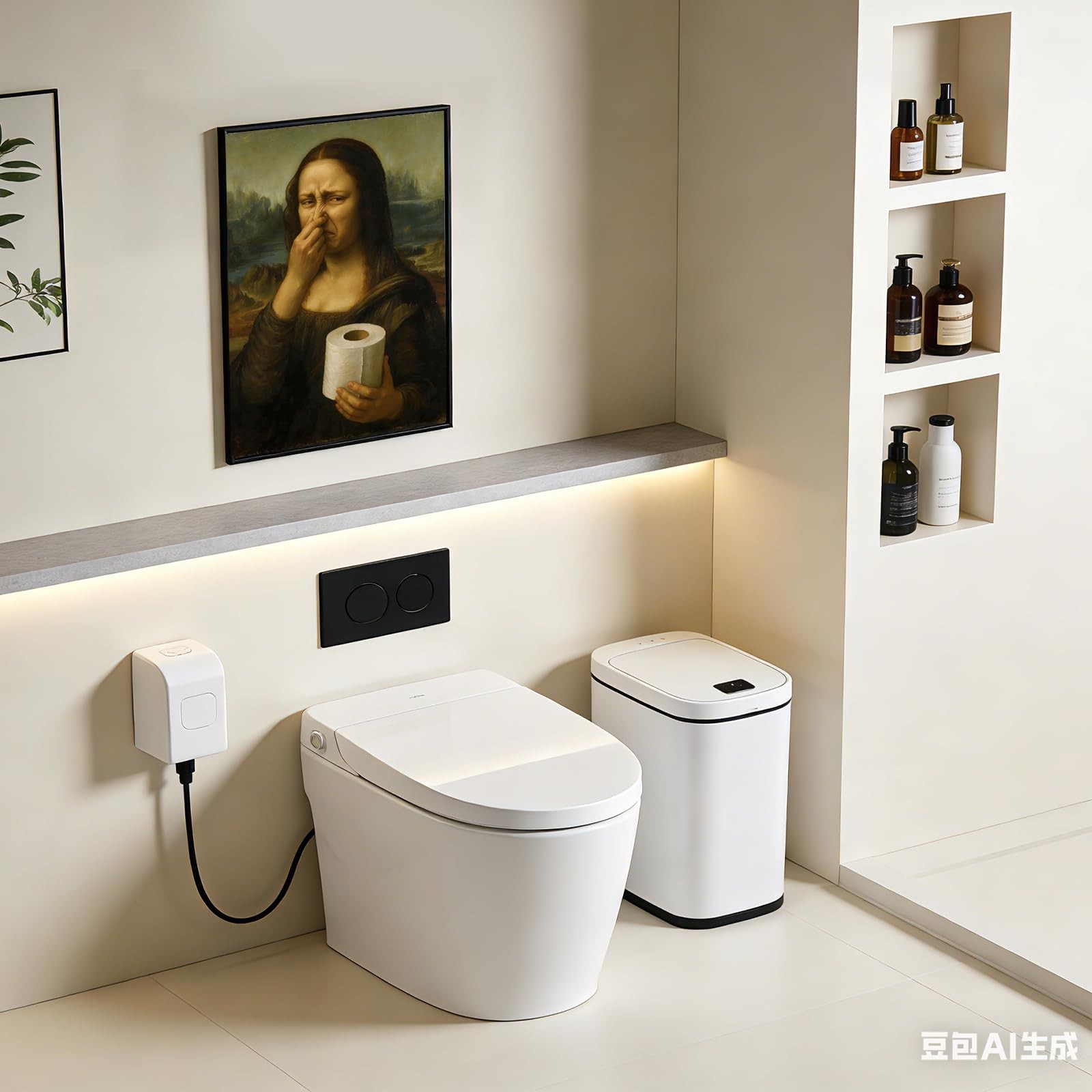 CozyNuukee Mona Lisa Bathroom Art Holding Her Nose, Mona Lisa Poster, Pinching