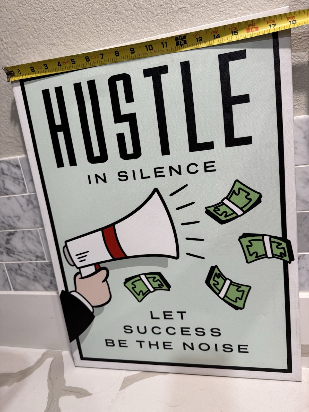 Monopoly Inspired Canvas Wall Art Decor 24×18 Hustle In Silence Wall Decor