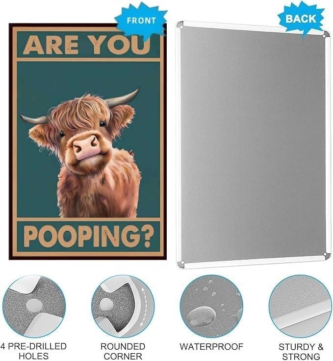 12×8 Inches Vintage Metal Sign with Pre-Printed Text for Restroom Decoration