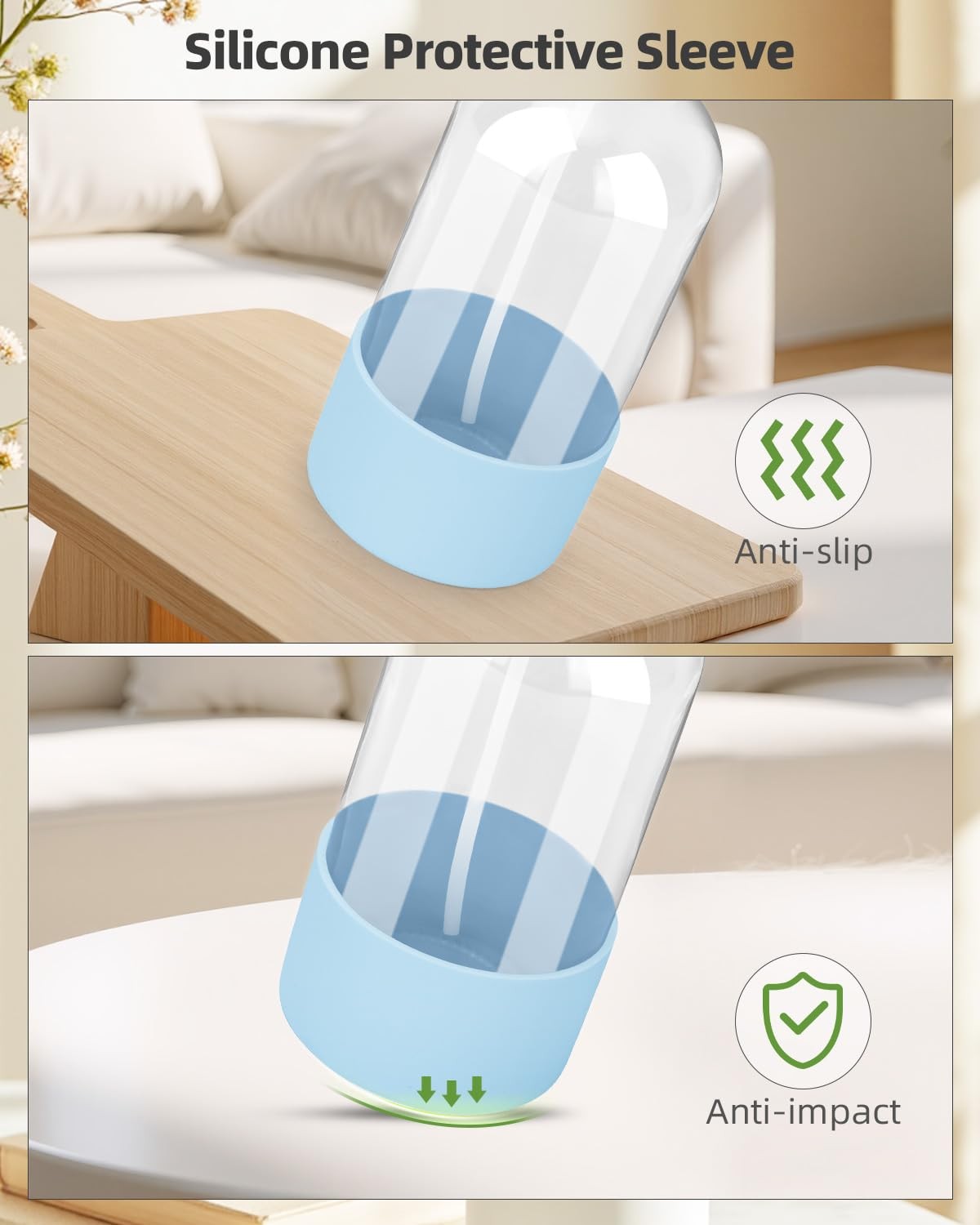 Worldgsb 2 Pack Glass Spray Bottles 8 oz, Empty Refillable Blue&Grey