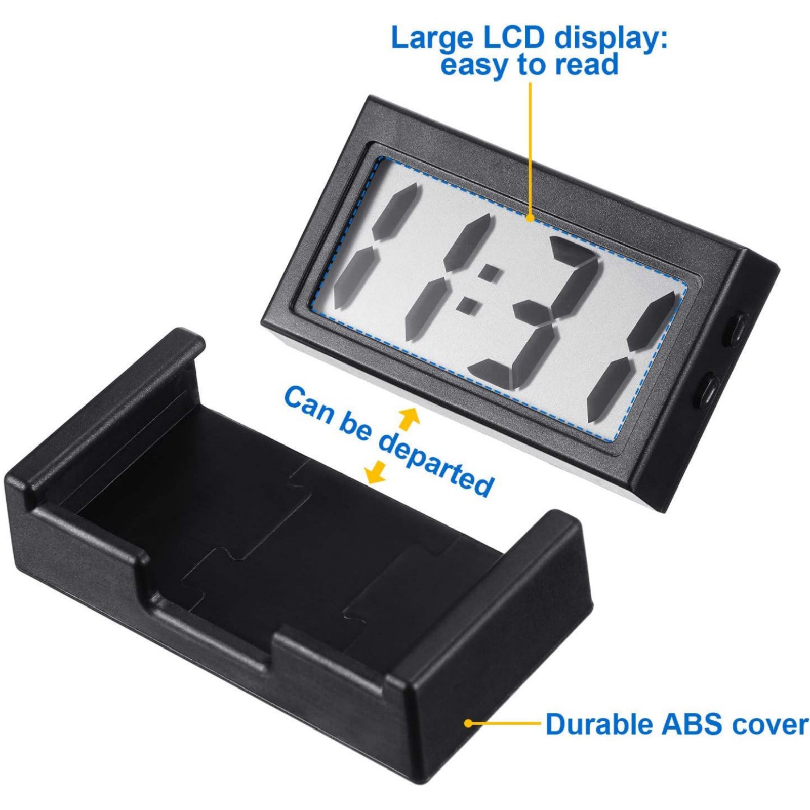 3PC Portable Mini Digital Clock Small Adhesive Stick On Battery Operated LCD New