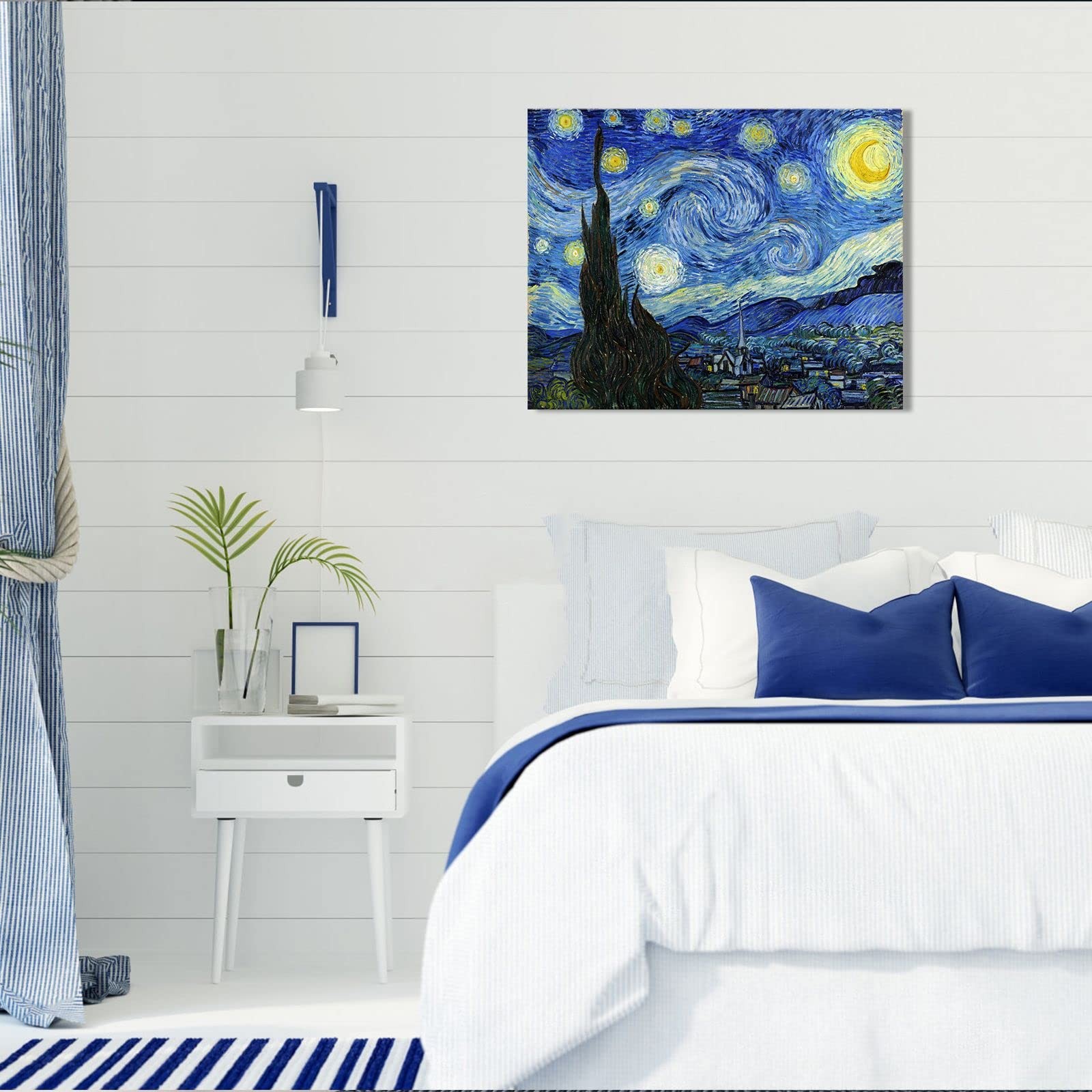 Van Gogh Canvas Wall Art: Starry Night Landscape Painting Picture Reproductio…