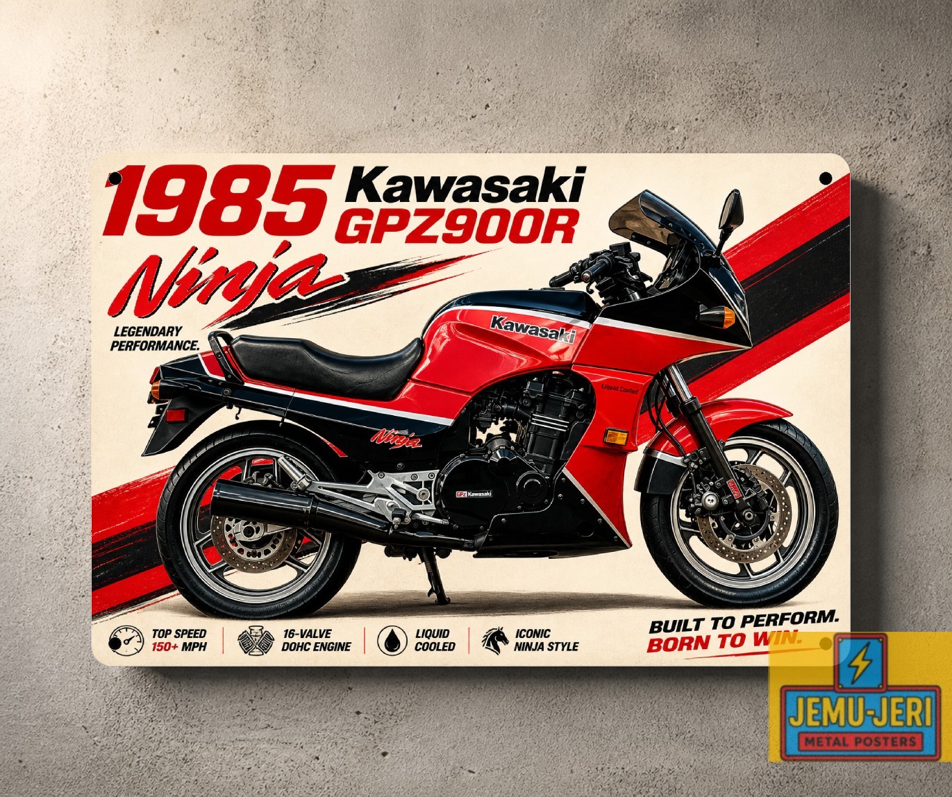 1985 Kawasaki GPZ900R Ninja Motorcycle Metal Poster 30x20cm Sign