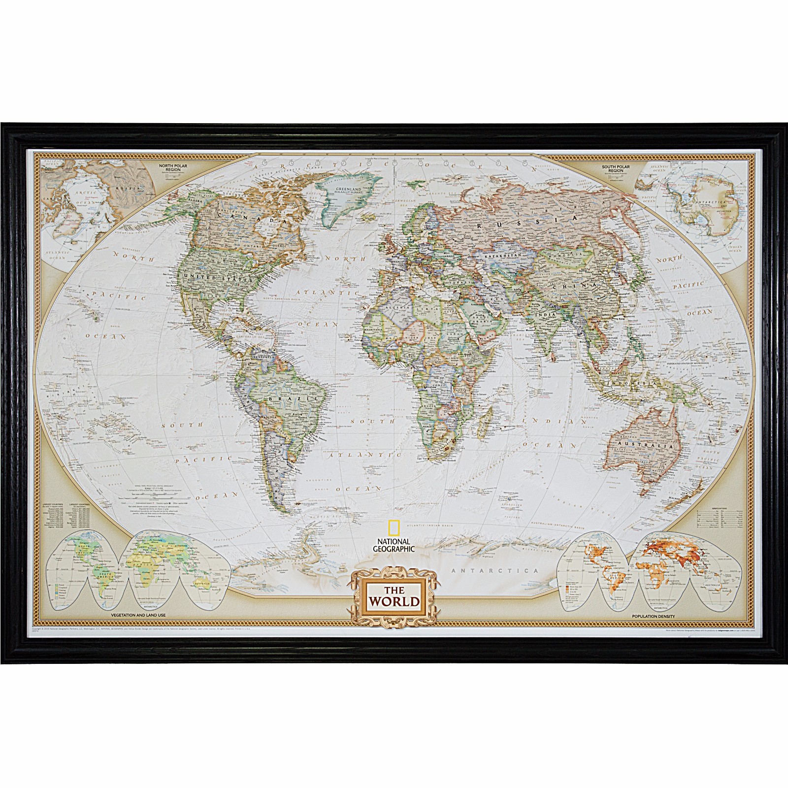 Craig Frames, Executive World Push Pin Travel Map with Pins – 24 x 36
