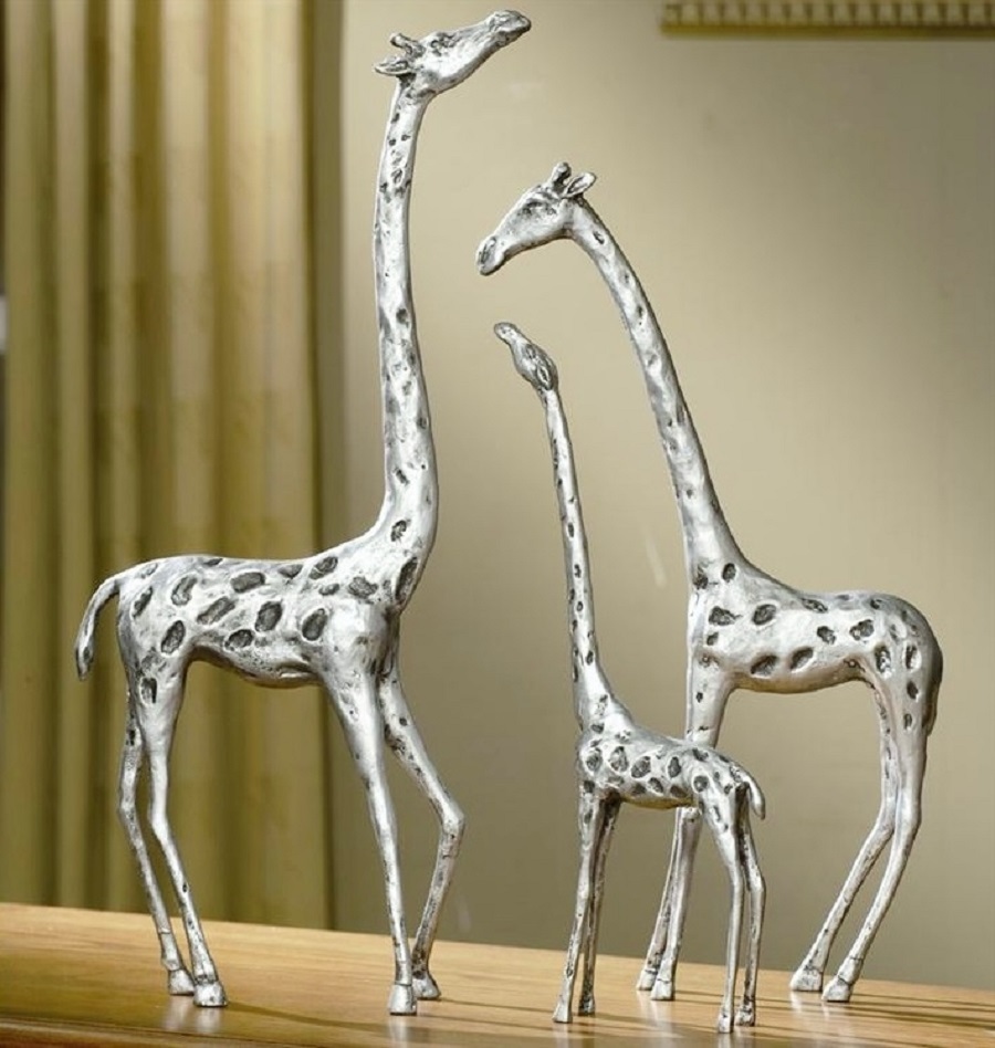 SPI Home 33017 Giraffe Family Trio Sculpture Statue Modern Safari Jungle 20 In