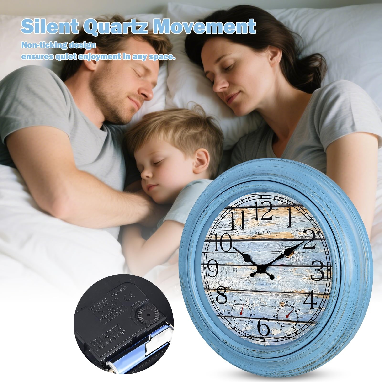 18-Inch Large Indoor/Outdoor Waterproof Wall Clock with Thermometer & Hygrome…